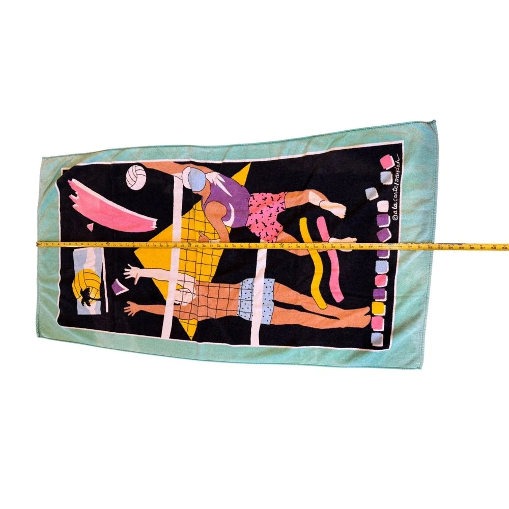 Vintage 80s‎ A La Carte Saydah Volleyball Beach Towel Memphis Style Neon Retro